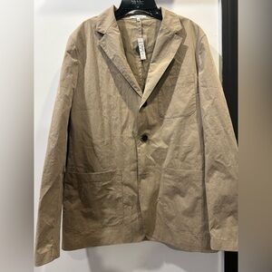 Unstructured Three-Button Blazer in Cotton Blend